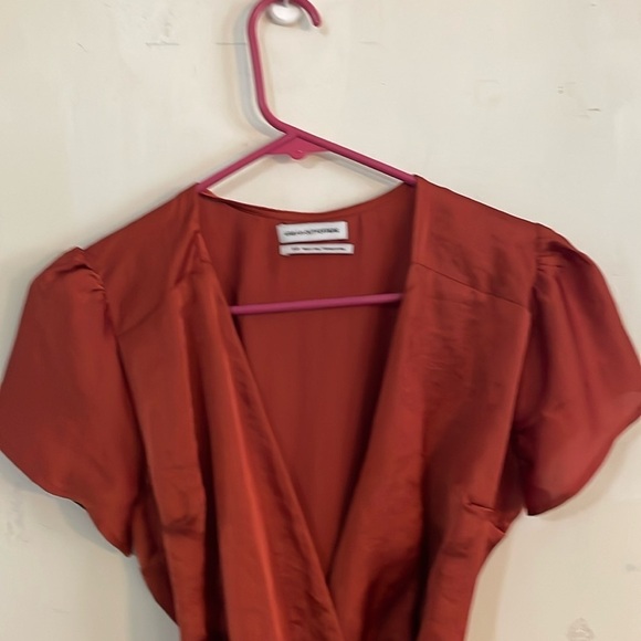 Irregular /Urban Outfitters Brown Silk Wrap Dress - Picture 5 of 11